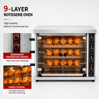 Four à rôtir la volaille en acier inoxydable à trois tiges, température réglable, pour café, boulangerie, snack-bar, cuisine commerciale