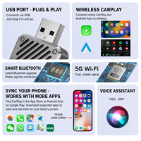 Adaptador Inalámbrico CarPlay Compacto OEM Marca MS-01, Adaptador 2 en 1 de Cableado a Inalámbrico, Dongle con 1 Año de Garantía - Plug and Play