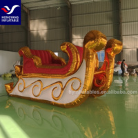 Figura Inflable Gigante de Santa Claus y Reno con Temática Navideña, Material Oxford con Lámpara LED y Soplador de Aire para Fiestas al Aire Libre