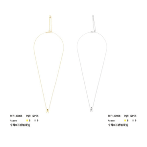 Collier avec pendentif en acier inoxydable lettre R, plaqué or, bijoux minimalistes unisexes, lot de 12 pièces - Product Image 1