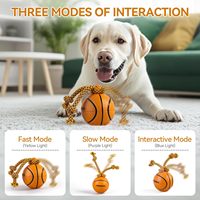 Jouet interactif pour animaux de compagnie AFP, balle mobile automatique avec lumières LED, balle de basket électrique intelligente pour chien avec corde à tirer durable