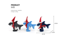 Attiigny Fournitures de décoration de Noël faites à la main pour la maison Cadeaux en peluche Poupée requin bleu de Noël avec chapeau de Père Noël