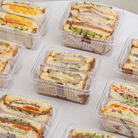 Boîtes à sandwichs, pâtisseries et desserts en plastique PET transparent de haute qualité, jetables, avec couvercles
