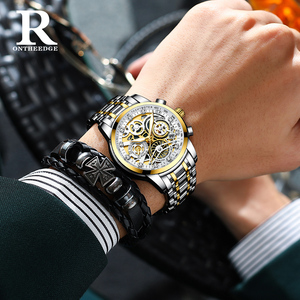 Montre mécanique automatique de luxe <span class=keywords><strong>ONTHEEDGE</strong></span> 068 pour homme, style affaires, acier inoxydable, squelette, date, étanche - Product Image 3