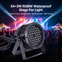 Vente directe d'usine, panneau lumineux étanche 54x3W, IP65, DMX512, RGBW, adapté aux fêtes, bars, DJ, discothèques, éclairages de scène LED