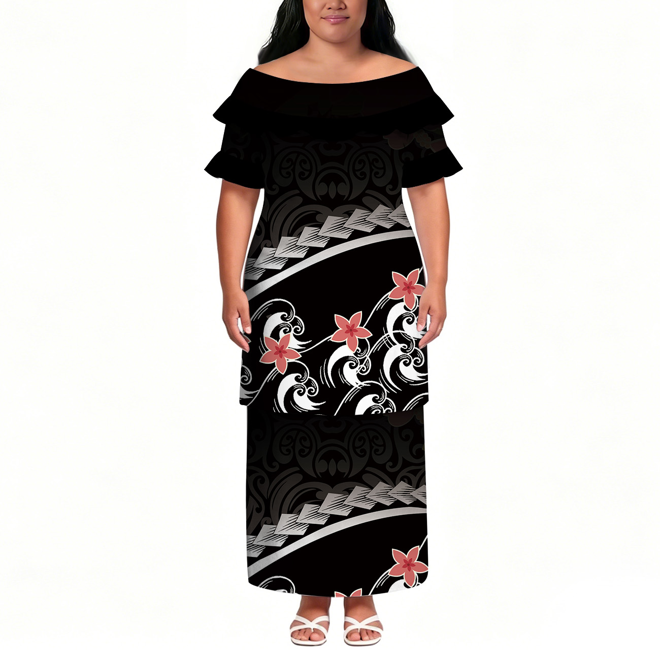open lace back dress Hawaiian Tropical Luau Dress