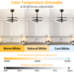Sleek Circular <b>LED</b> <b>Ceiling</b> Fan with <b>Light</b> Smart <b>Dimmable</b> Fan Chandelier with Phone App & Remote for Home Indoor Use - Product Image 2