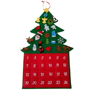 アドベントカレンダー付きの環境にやさしいフェルトクリスマスツリーの装飾品