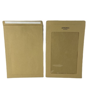 Emballage de cartes de vœux vierges personnalisées, sac en papier kraft, enveloppes brunes recyclées <span class=keywords><strong>A4</strong></span> avec grande fenêtre - Product Image 1