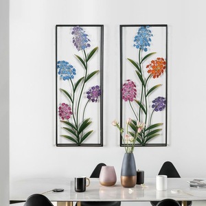 Décorations murales tridimensionnelles en fer forgé créatives 91,5 x 71 cm, plantes, fleurs, décoration <span class=keywords><strong>murale</strong></span> de salon, ornements suspendus au mur - Product Image 2