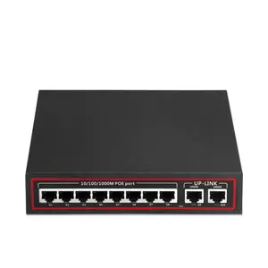 2 Port 1000M Uplink Ethernet, untuk IP Telepon CCTV Kamera IP 10/100/1000M 8 Port POE Switch