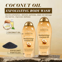 Gel Douche Liquide Exfoliant Moussant Nourrissant à l'Huile de Coco Bio et aux Herbes, Doux, Éclaircissant et Hydratant, Naturel