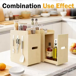 Wooden Knife <b>Rack</b> Seasoning Storage Desktop Pull Out Concealed Organizer 3 Tier Bamboo Material - Product Image 3