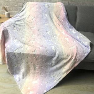 Manta de Franela con Estampado de Dibujos Animados al por Mayor, Manta de Felpa con Diseño de Unicornio que Brilla en la Oscuridad para Niños - Product Image 3