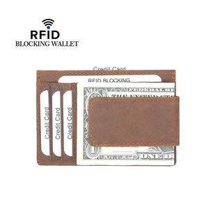 Portafoglio Porta Carte di Credito Vintage Personalizzato Sottile in Vera Pelle con <span class=keywords><strong>Clip</strong></span> Magnetica per Uomo - Product Image 2