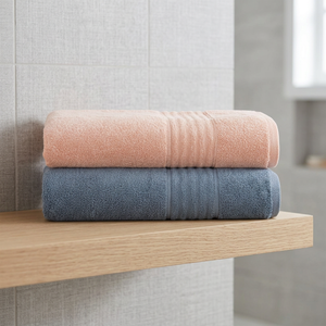 Ensemble de serviettes de bain ORCHID en coton biologique doux et moelleux, couleur unie rose gris, 2 pièces, serviettes pliées pour la salle de bain - Product Image 1