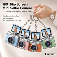Kamera Mini Gantungan Kunci Retro CCD 1080P HD Layar IPS 1,47 Inci Lipat Portabel Kamera Jempol Perjalanan Anak-Anak Kamera Gantungan Kunci TF Pelajar