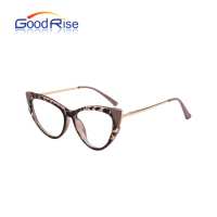 Lunettes de lecture pour femme en forme d'oeil de chat vintage lunettes PC plein cadre en métal temple protection UV filtre bloquant la lumière bleue