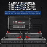 Chargeur de batterie au lithium embarqué intelligent et étanche pour bateaux, personnalisé, 3 banques, 12V 15A, 16V 10A, 36V 10A, compatible batteries AGM et LiFePO4