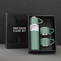 Ensemble de tasses isothermes portables en acier inoxydable avec trois couvercles, bouteille à double paroi sous vide, coffret cadeau transfrontalier