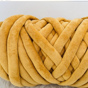 Bojay sıcak satış iplik 2CM kadife fantezi iplik büyük tüp DIY el örme battaniye süper tıknaz dev Polyester tüp iplik - Product Image 6