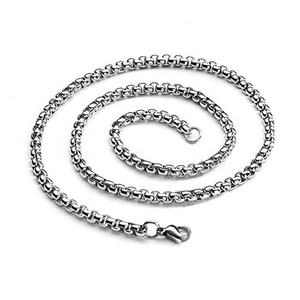 316L Stainless Steel Hiphop <b>Chain</b> Necklace Square Pearl Rope Plated Cuban Link Mechanic Byzantine Necklace for Men Jewelry - Product Image 1