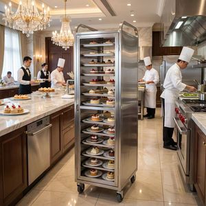 Rak Troli Roti Komersial 12 Tingkat Bahan Stainless Steel Elektrik dengan Roda untuk Pajangan Roti, Perlengkapan Hotel 220V - Product Image 2