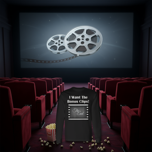 Camiseta de manga larga con cita de los créditos de la película 'Bonus Clips', producto promocional con características atractivas - Product Image 3