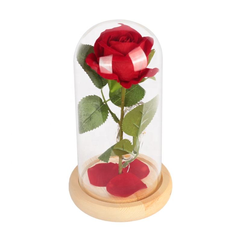 Red rose natural base with lights