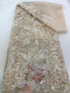 NI.AI 2026 Tela de Encaje de Lujo con Apliques Florales 3D, Lentejuelas Pesadas y Bordado de Tul para Aso Ebi Nigeriano - Product Image 5