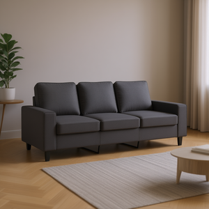 Sofá de 3 Plazas Gris Oscuro con Patas de Metal, Tapizado en Tela de Poliéster, Moderno, para Sala de Estar, Modelo D0100H7FQDJ - Product Image 2