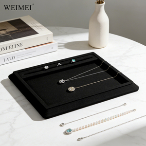 WEIMEI Bandeja de Exhibición de Joyería de Lujo, Totalmente Negra, de Terciopelo Suave, Profesional, para Collares, Anillos y Aretes, para Mostrador de Tienda - Product Image 1