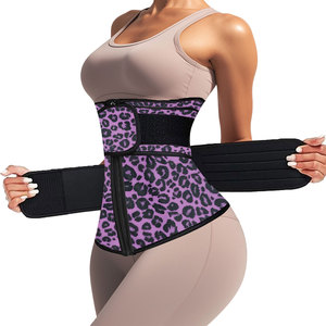 NANBIN Pink Leopard Double Straps Latex <strong>Waist</strong> <strong>Trainer</strong> <strong>Women</strong> Plus Size Tummy Tucker Body Shaper Fitness Girdle Corset - Product Image 1