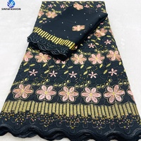 Tissus Sinya Broderie Dentelle Suisse Nigériane Africaine 100% Coton 7 Yards Style Dubaï – Élegante Harmonie pour Foulard Musulman