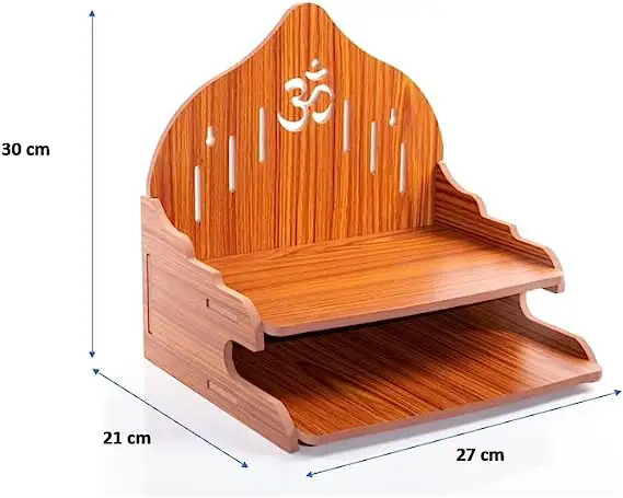 Personalizado Brown para escritório Armazenamento e Deus Stand templo para casa mandir madeira Decoração