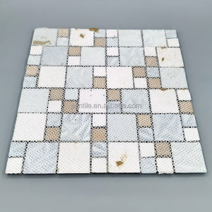 Top Vente Transparent Mosaïque Salle De Bains Ensemble Clair Irisé Mini Carré En Acier Inoxydable et Verre Clair Mosaïque Carreaux - Product Image 3