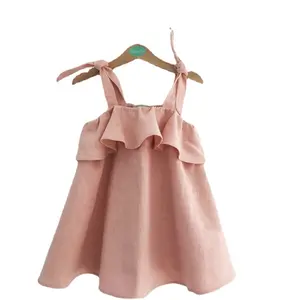 Vestito da principessa Ruffe carino per ragazze vestito senza maniche per la festa di compleanno del bambino