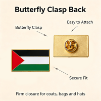 Broche drapeau palestinien personnalisée en usine, badge artisanal en métal, accessoires vestimentaires, épingle de revers, épingles en émail dur en gros Palestine
