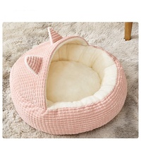 Lit pour animaux de compagnie en velours de luxe, confortable et chaud, niche pour chat, nid pour chien, motif uni, lavable, durable, vente en gros d'usine, emballage en carton