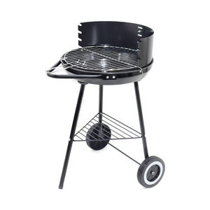 16-Inch Round Charcoal Grill Portable Outdoor Barbecue Rack With Wheels And Storage Shelf For Camping - Product Image 1