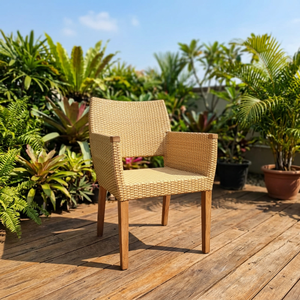 Midcentury Modern <b>Teak</b> Dining <b>Garden</b> <b>Chair</b> Tapered Legs Minimalist Design Home Office Outdoor Use Durable Hard Floor Surface - Product Image 4