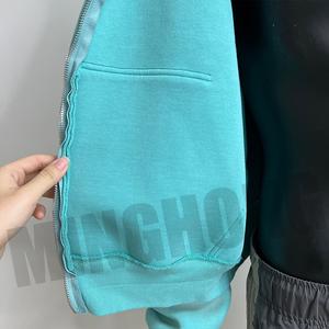 Sweat à capuche zippé surdimensionné délavé pour hommes, imprimé de poches kangourou lourd personnalisé du fabricant - Product Image 6