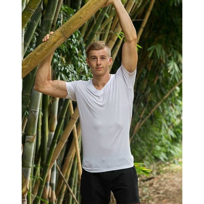 Men's Heavy Weight 100% Organic Cotton V-Neck T-Shirt Oversize 280 Grams Compressed Features