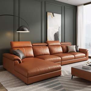 Sofa kulit sapi lapisan atas sofa modernos sederhana sofa Italia ruang tamu sudut modular bagian dari modular - Product Image 5