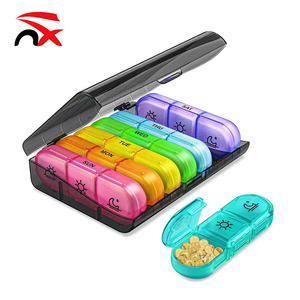 กล่องยาพลาสติกแบบมีโลโก้สั่งทำพิเศษ สีรุ้ง 3 ช่อง 7 วัน สำหรับจัดยาประจำสัปดาห์ ช่องเปิดด้านเดียวขนาดใหญ่ - Product Image 1