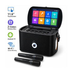 Portable Karaoke Machine with 2 <b>Wireless</b> <b>Microphones</b> Touch Screen Control Party Sound System for Home Outdoor Travel Wholesale - Product Image 1