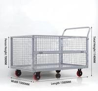 Chariot de jardin à plateforme en maille d'acier inoxydable, capacité 800 lb, conteneur roulant 3 pieds cubes, quatre roues, outils amovibles