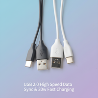 Kabel Pengisi Daya USB 2.0 Tipe C Ramah Lingkungan 20cm, Kabel TPE Tahan Lama untuk Kipas Kecil, Power Bank, Smartphone Android, Perangkat Mini