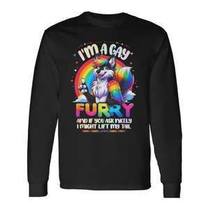 I'm A Gay Furry Rainbow Fox <b>Wolf</b> Long Sleeve <b>T</b>-<b>Shirt</b> Pride Month Fandom - Product Image 1