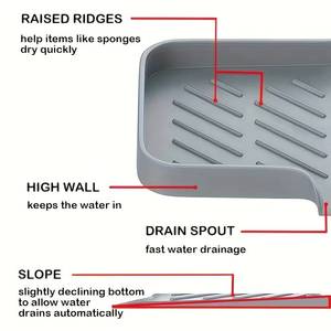 MUYULINS Silicone <b>Rack</b> Kitchen Tray with Hole Countertop Cleaning <b>Sink</b> Drain Mat Suitable for Brushes, Sponges, Soap - Product Image 4
